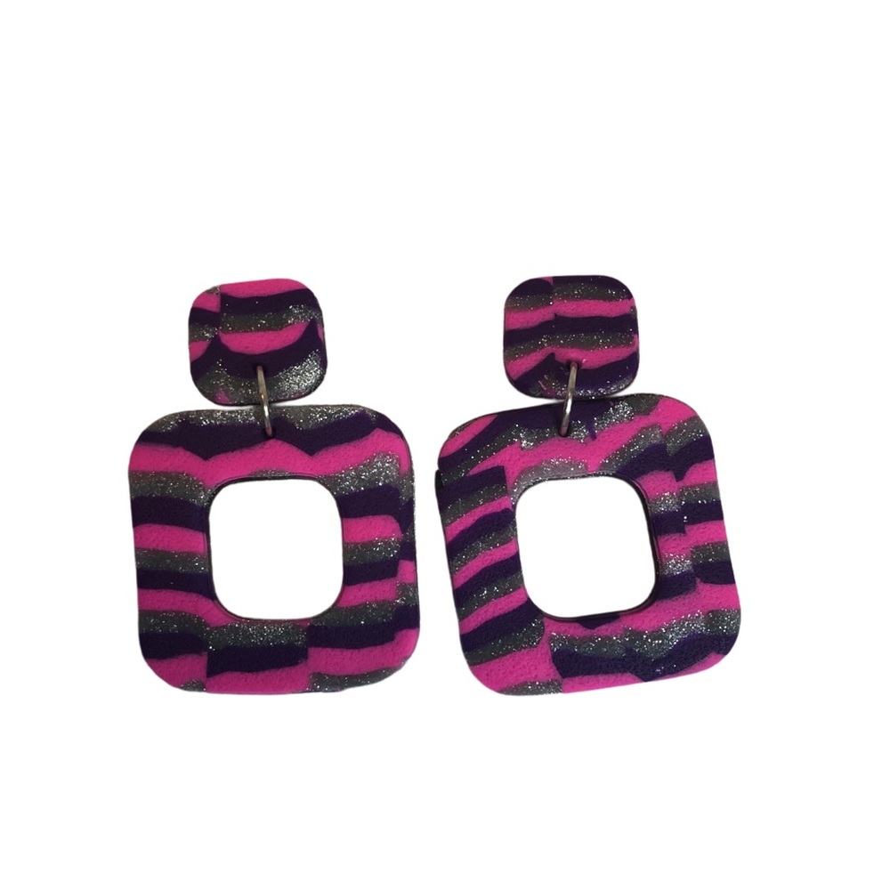 Clay earrings , large earrings, bold colors